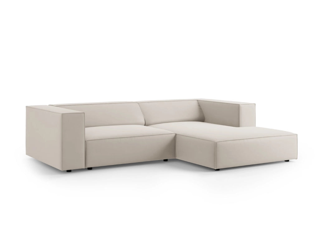 Cosmopolitan Design - Divano angolare destro "Arendal" 3 posti in velluto ecru 
