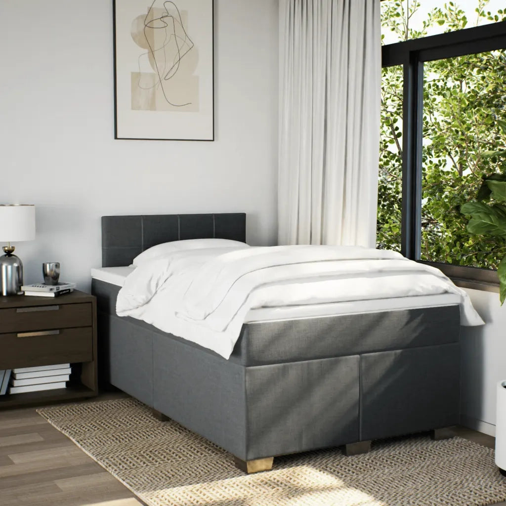 Giroletto a Molle con Materasso Grigio Scuro 120x200 cm Tessuto