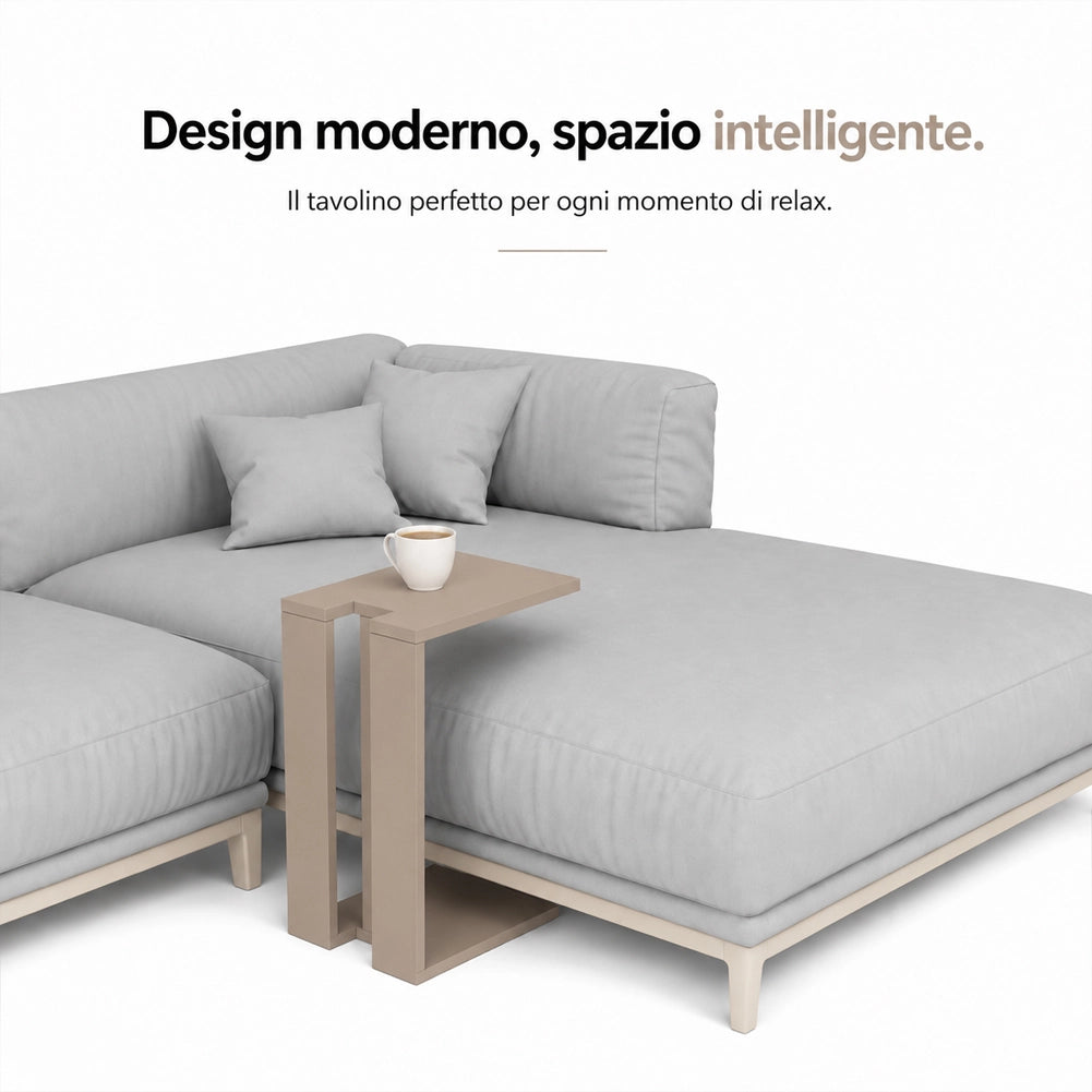 Tavolino da Caffe Porta PC Laterale Divano in Legno MDF Tortora 57x40x30cm