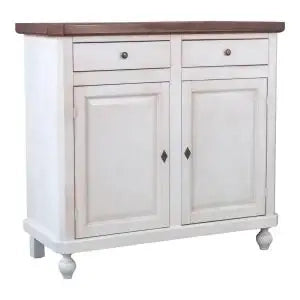 Credenza base napoletana in legno Shabby chic 2 ante bianco anticato e noce scuro