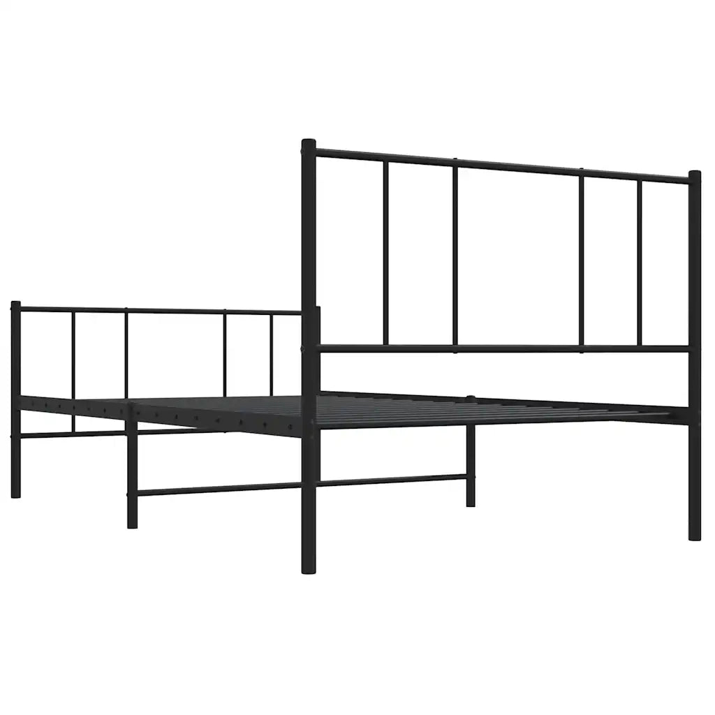 Giroletto con Testiera e Pediera Metallo Nero 100x190 cm 352492