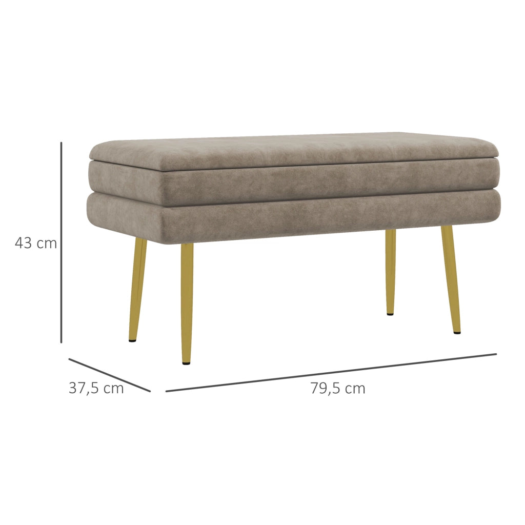 Sgabello con contenitore ¨C Zephmum ¨C Beige e dorato, 79.5x37.5x43 cm