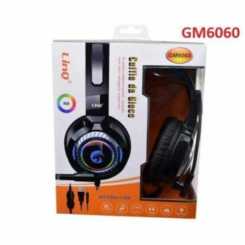 Trade Shop - Cuffie Stereo Cablate Microfono Jack 3,5mm Usb Led Rgb Gaming Film Per Pc Gm6060 -