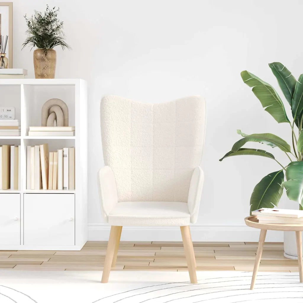 Poltrona | Sedia Relax Crema 62 x 67 x 95,5 cm Tessuto Sherpa