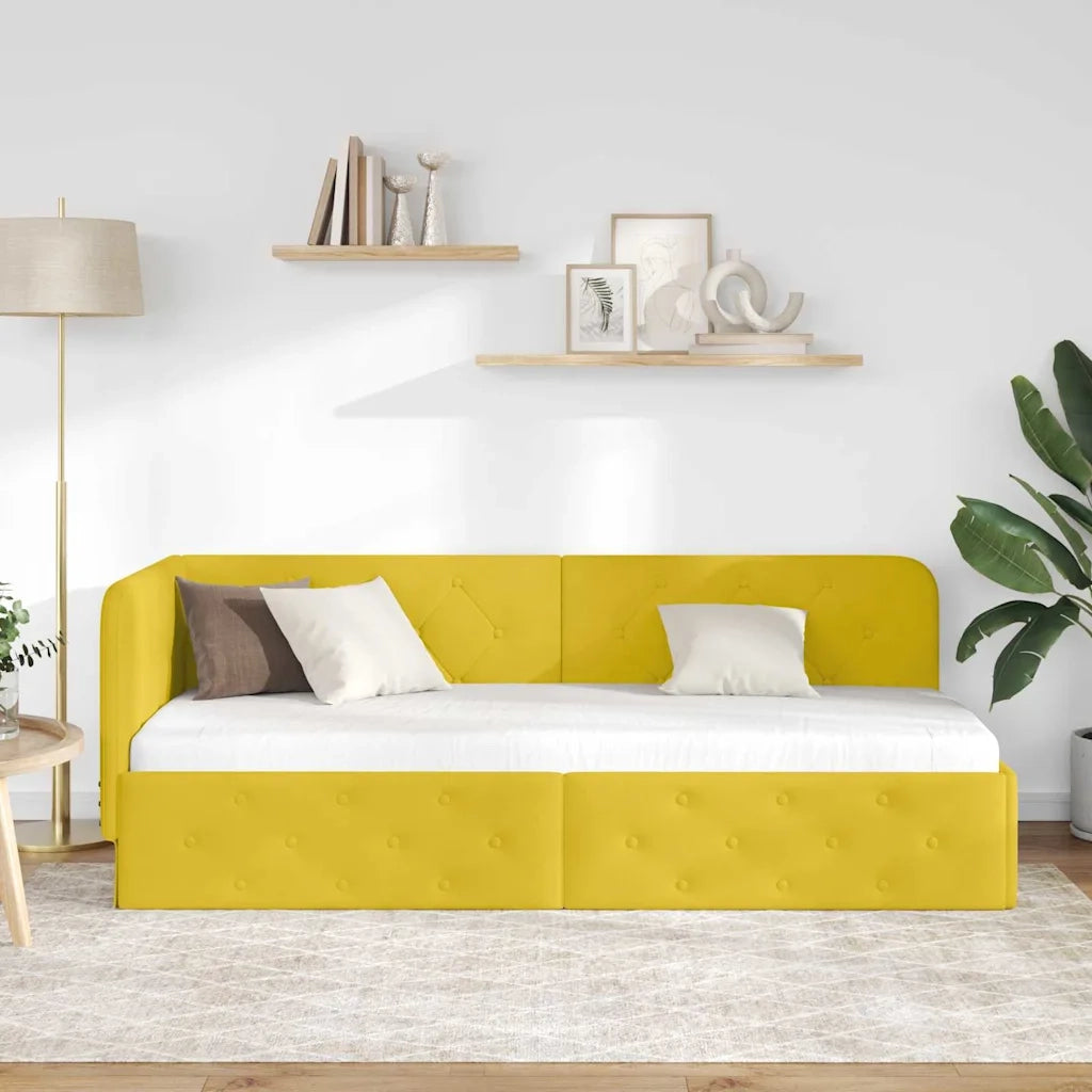 Cornice del letto ad angolo Giallo 80 x 200 cm Velluto