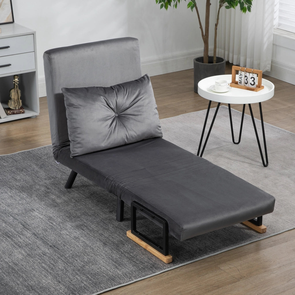 Poltrona Letto 3 in 1 con Cuscino e Schienale Reclinabile ¨C zephmum ¨C Grigio Scuro 63x73x81 cm