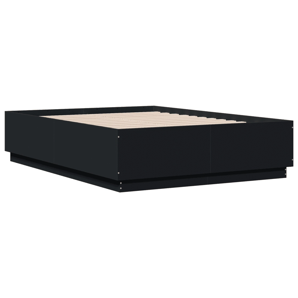 Letto matrimoniale | Letto per adulti | Giroletto Nero 135x190 cm in Legno Multistrato