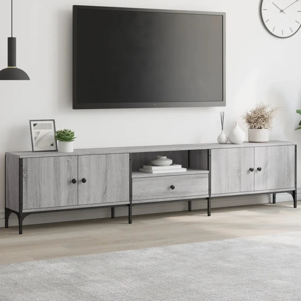 Mobile TV | Armadietto TV | Mobile Porta TV Cassetto Grigio Sonoma 200x25x44 cm Legno Multistrato