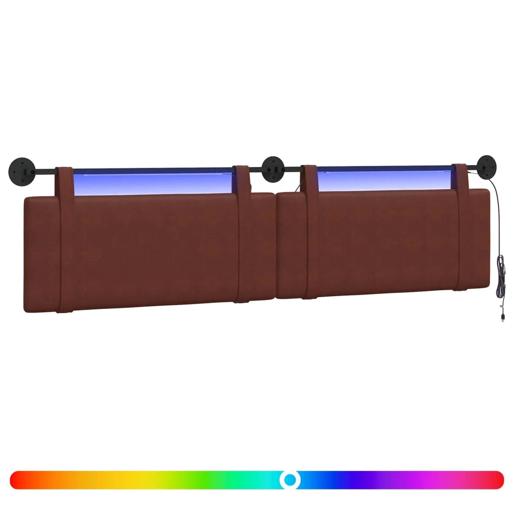 Testiera sospesa Con luce LED Marrone Lucido PU Antico 3424042