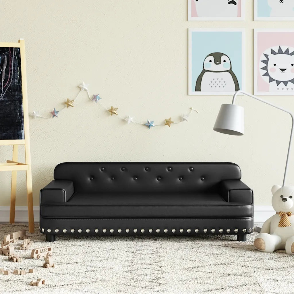 Divano per Bambini-Sofa-Divanetto Nero 90x53x30 cm in Similpelle 705830