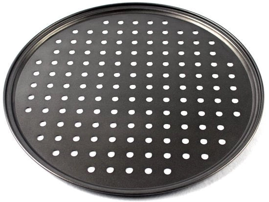 Piatto per pizza con rivestimento antitrasferimento - Acciaio di carbonio forato - Accessori per forno - 28CM - Per cucina domestica - Piatto per pizza circolare