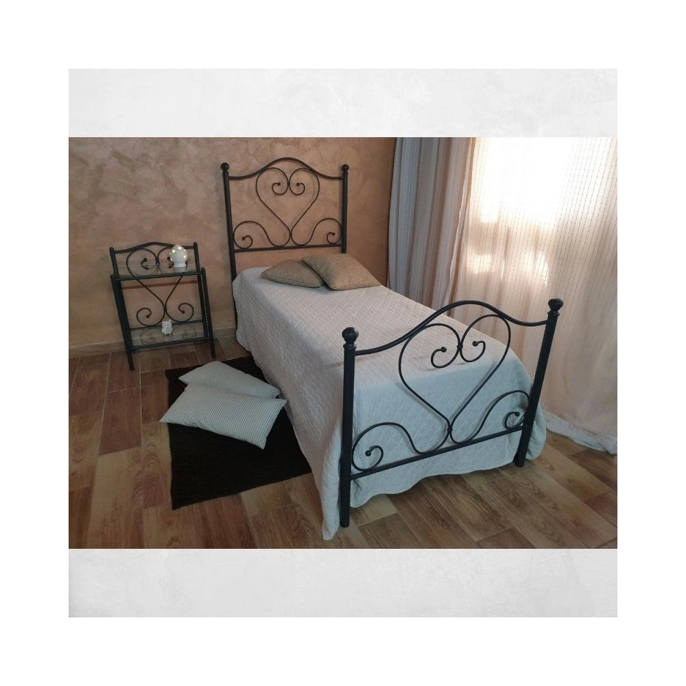 Letto singolo ferro battuto Papavero colore nero oro