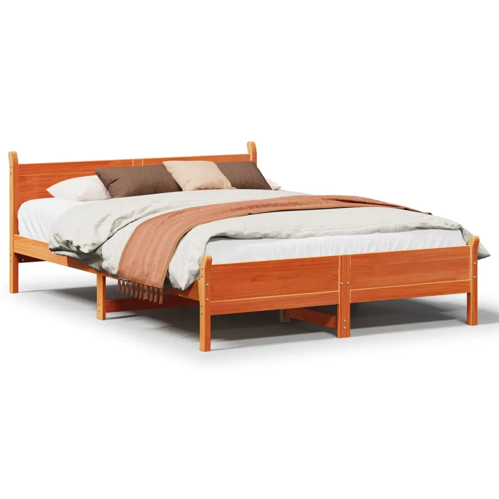 Letto senza Materasso Marrone Cera 150x200 cm in Legno di Pino 855590