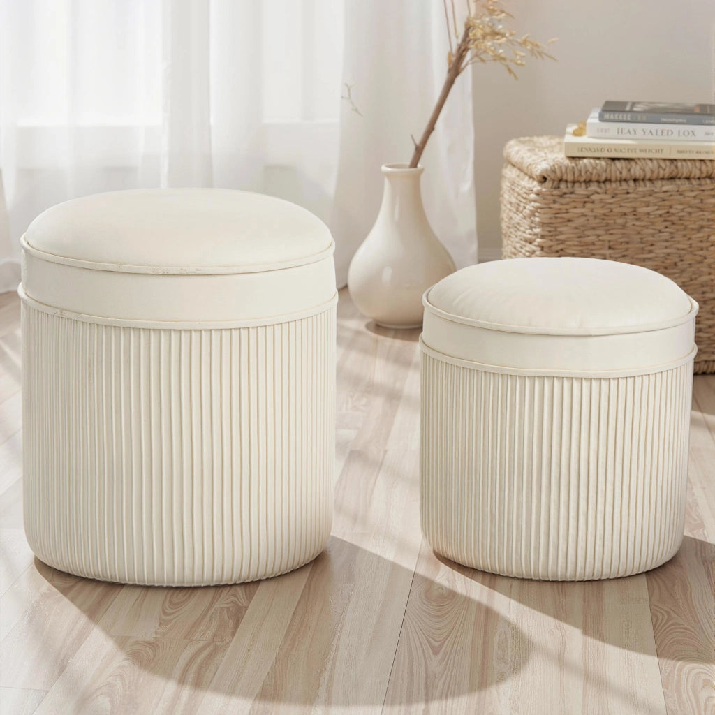 Sgabello imbottito con coperchio e spazio di archiviazione ¨C zephmum ¨C 36x36x41,5 cm crema