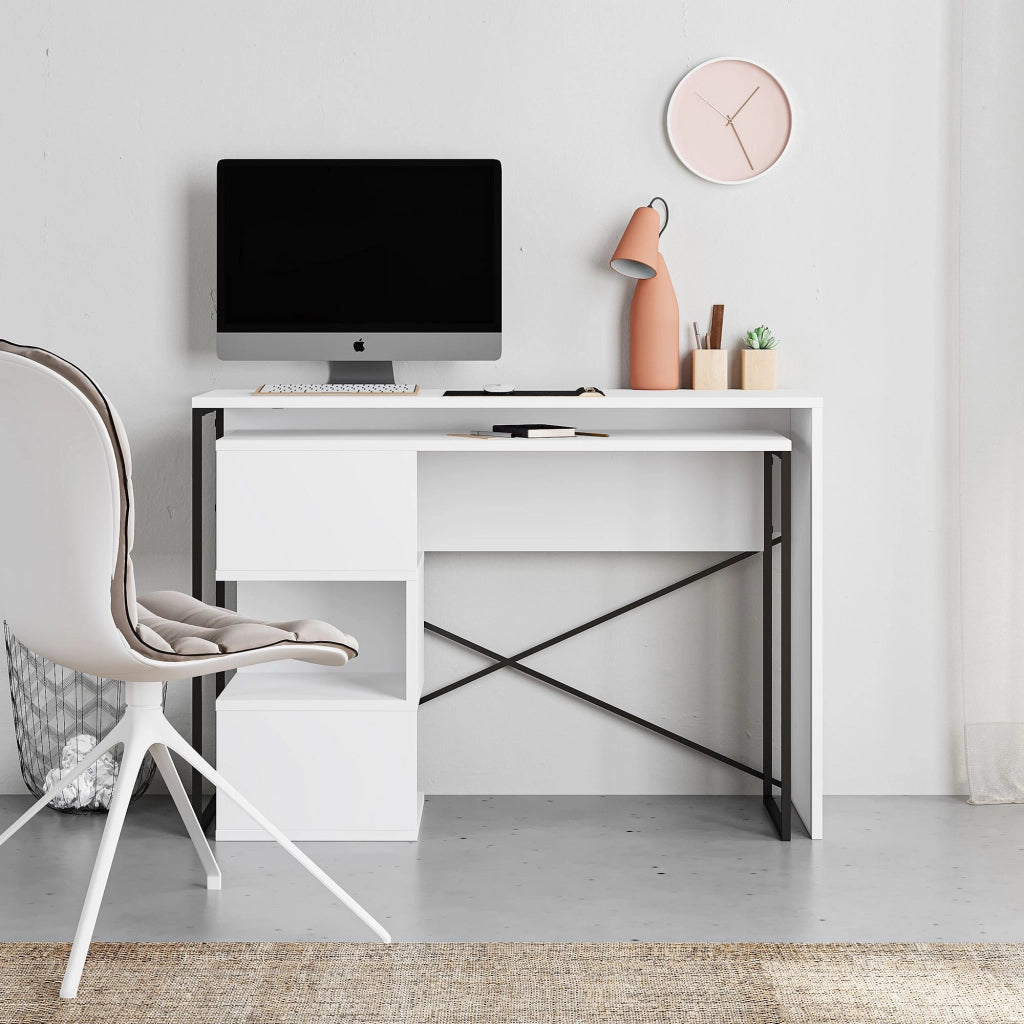 Scrivania modulare in legno "Badau" - 110 x 102 x 77 cm - Bianco