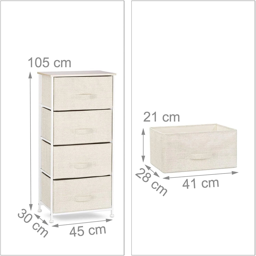 Cassettiera mobile contenitore mensola con cassetti tessuto beige 13_0002582_3