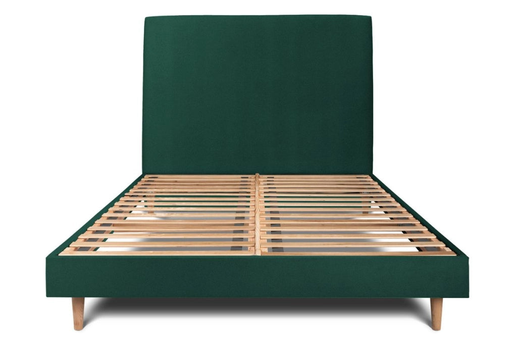 Letto 140x190 cm con testiera imbottita - Tessuto velluto