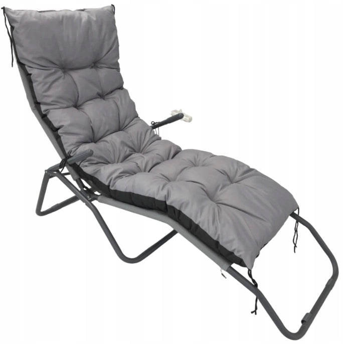 AIO FACTORY Cuscino da giardino impermeabile grigio 180x50 cm per sedia a sdraio