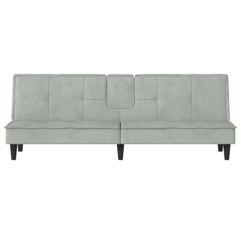 Divano letto con portabicchieri 200 x 89 x 70 cm velluto grigio chiaro 02_0019260