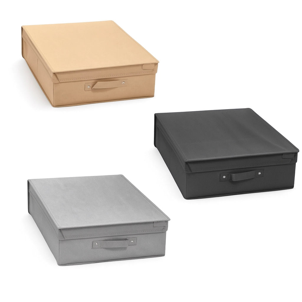 Scatole Cambio Stagione TNT Pieghevoli 50x40x15cm kit 3 pezzi Salvaspazio con Maniglie