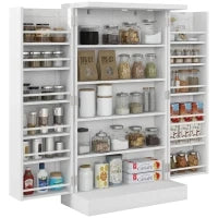 Armadio da Cucina con 5 Ripiani Centrali e 2 Ripiani Laterali a 6 Livelli, in MDF, 60x30x104 cm, Bianco