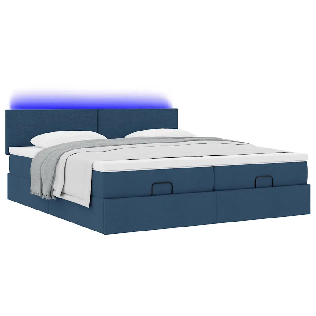 Struttura Letto Pouf con Materassi Blu 180x200cm in Tessuto 3312828