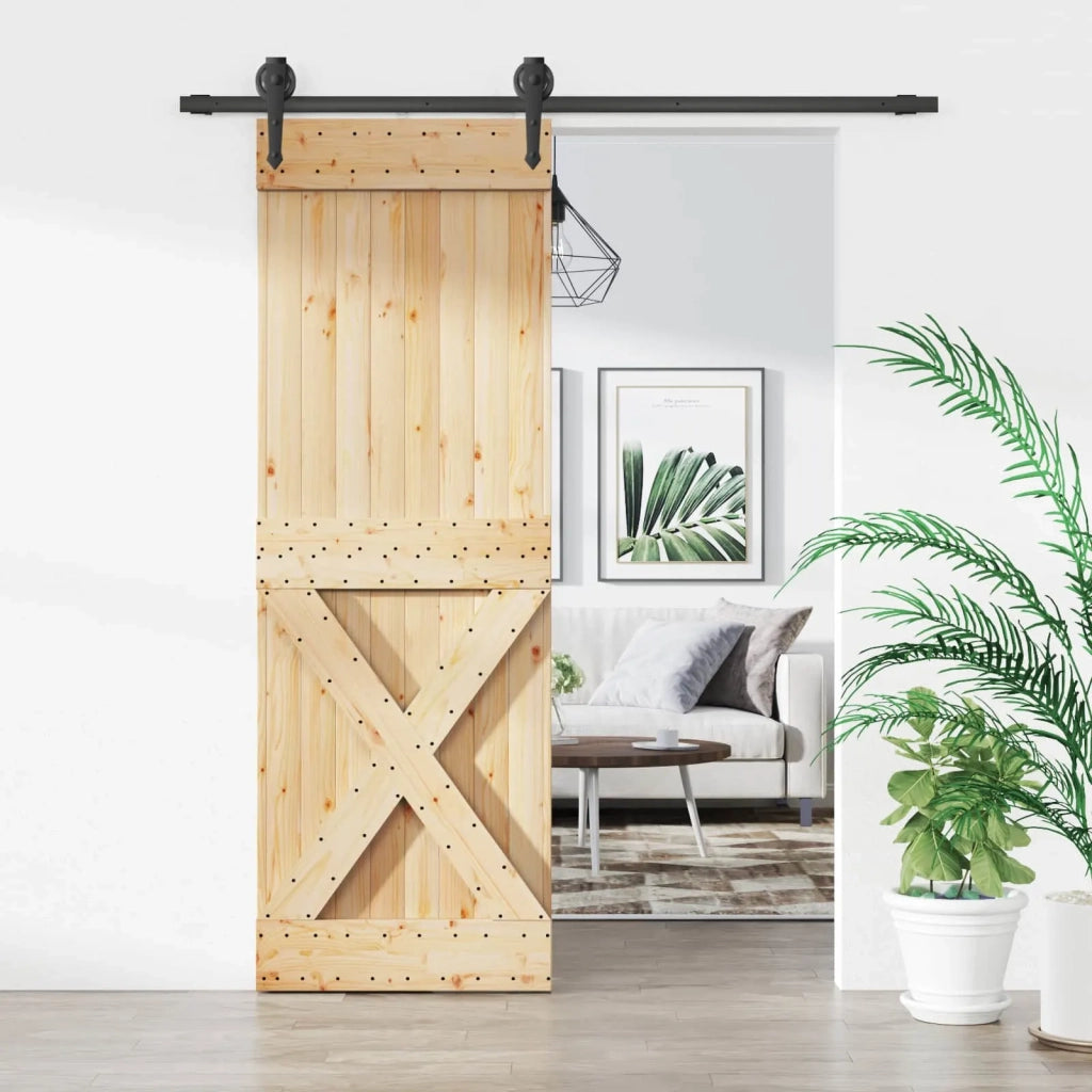 Porta scorrevole Naturale e Nero 70 x 210 cm 3445129