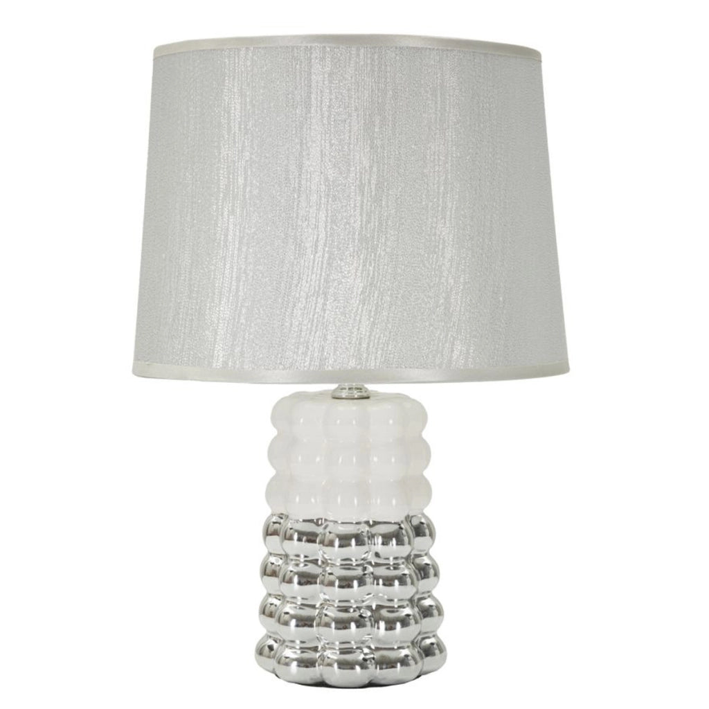 Lampada da tavolo Lace bianca e argento in ceramica Ø23×33 cm