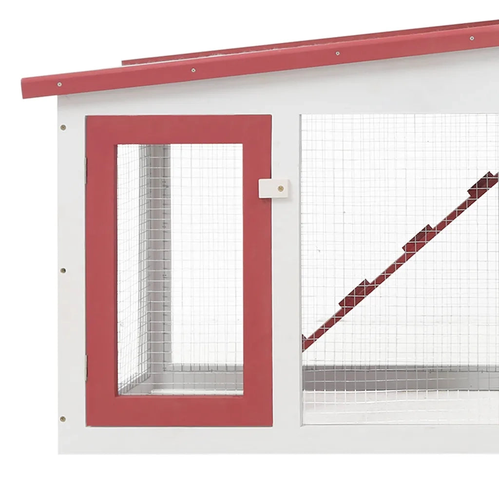 Conigliera per Esterni Grande Rossa e Bianca 201x45x85cm Legno CFW6122029