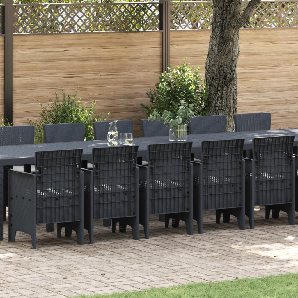 Set pranzo giardino  17 pezzi con cuscini Antracite Polirattan