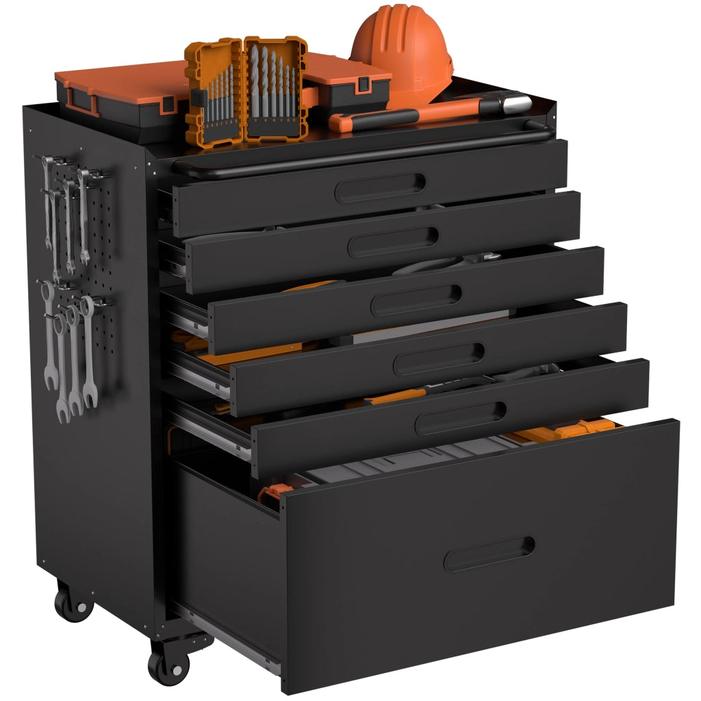 Mobiletto da officina su ruote con 6 cassetti, armadio mobile per garage con sistema di cassetti continuo per piccoli componenti e utensili, robusta s