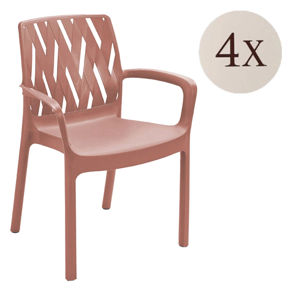 Rumley, Sedia da Esterno 4 Sedie Made in Italy, Marrone Terracotta