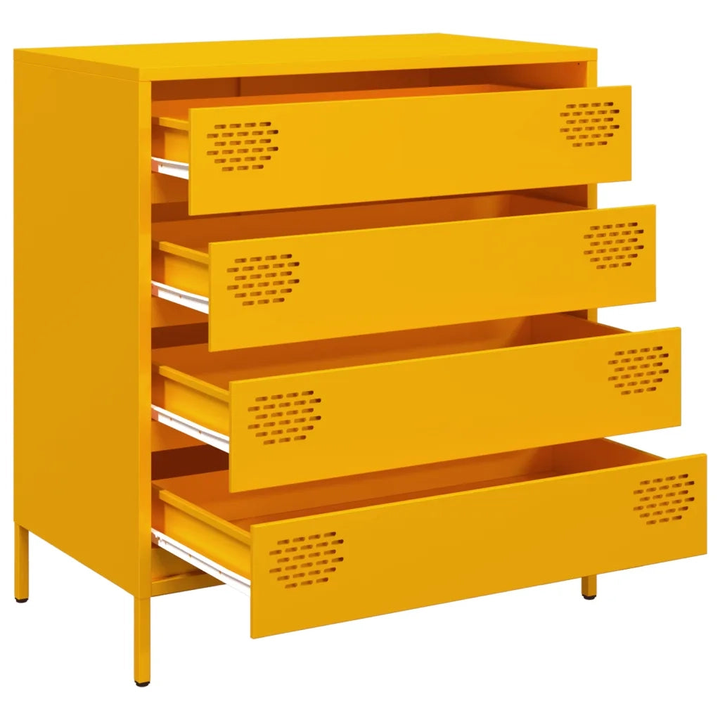 Credenza Giallo Senape 68x39x73,5 cm Acciaio Laminato a Freddo 851289