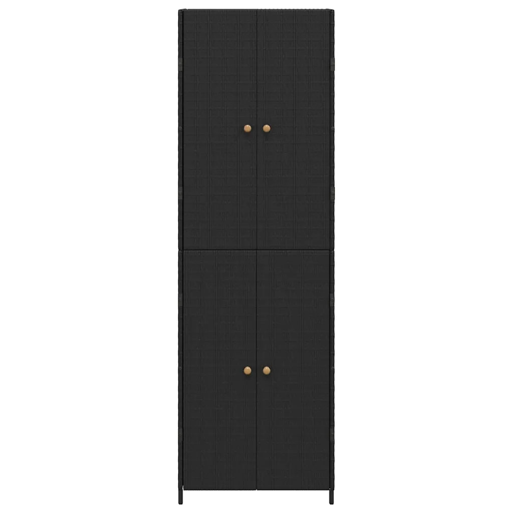Armadietto Portaoggetti da Giardino-Armadio per esterni Nero 59x40x180cm Polyrattan