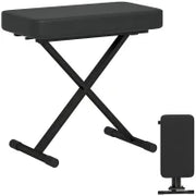 Sgabello per Pianoforte Pieghevole e Regolabile su 4 Altezze, in Pelle PU, Schiuma e Metallo, 60x32x53-63 cm, Nero