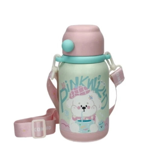 Bottiglia Termica Baby Animals Brandani 500 ml Cane Bianco in Inox/PP con Cannuccia in Silicone