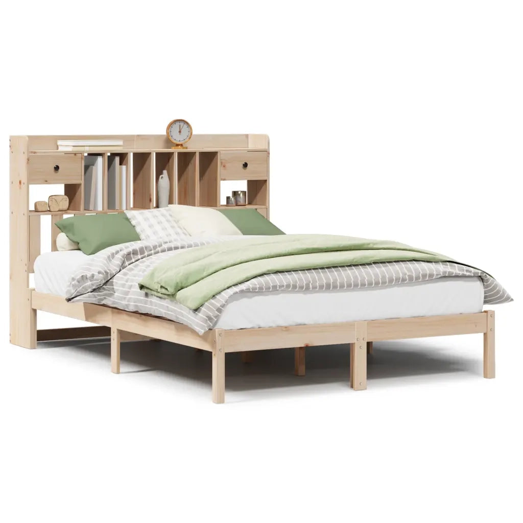 Letto Libreria senza Materasso 140x190 cm in Legno di Pino