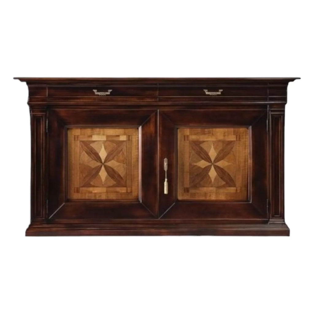 Credenza 2 porte classica intarsio legno bicolore 200x56x113 - Mobili 2G