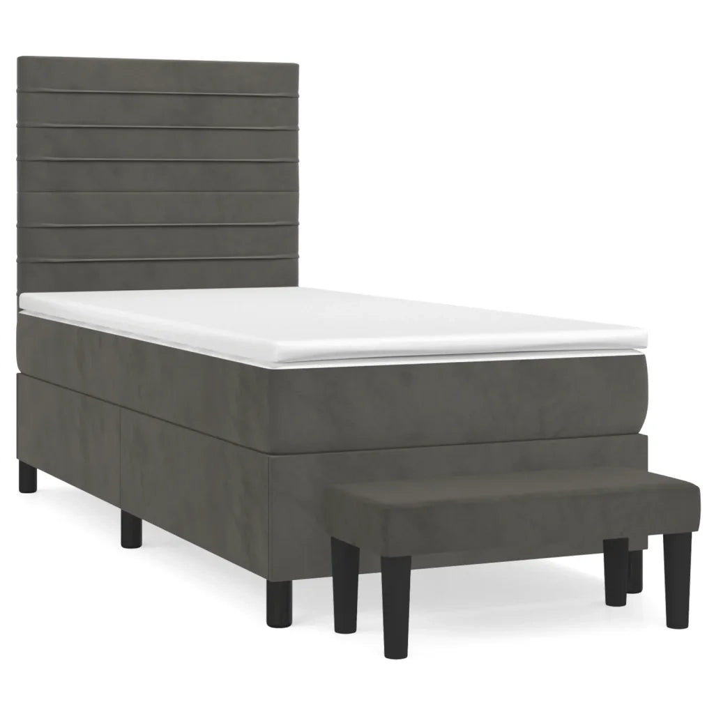 Giroletto a Molle con Materasso-Struttura Letto Grigio Scuro 80x200 cm Velluto 403291