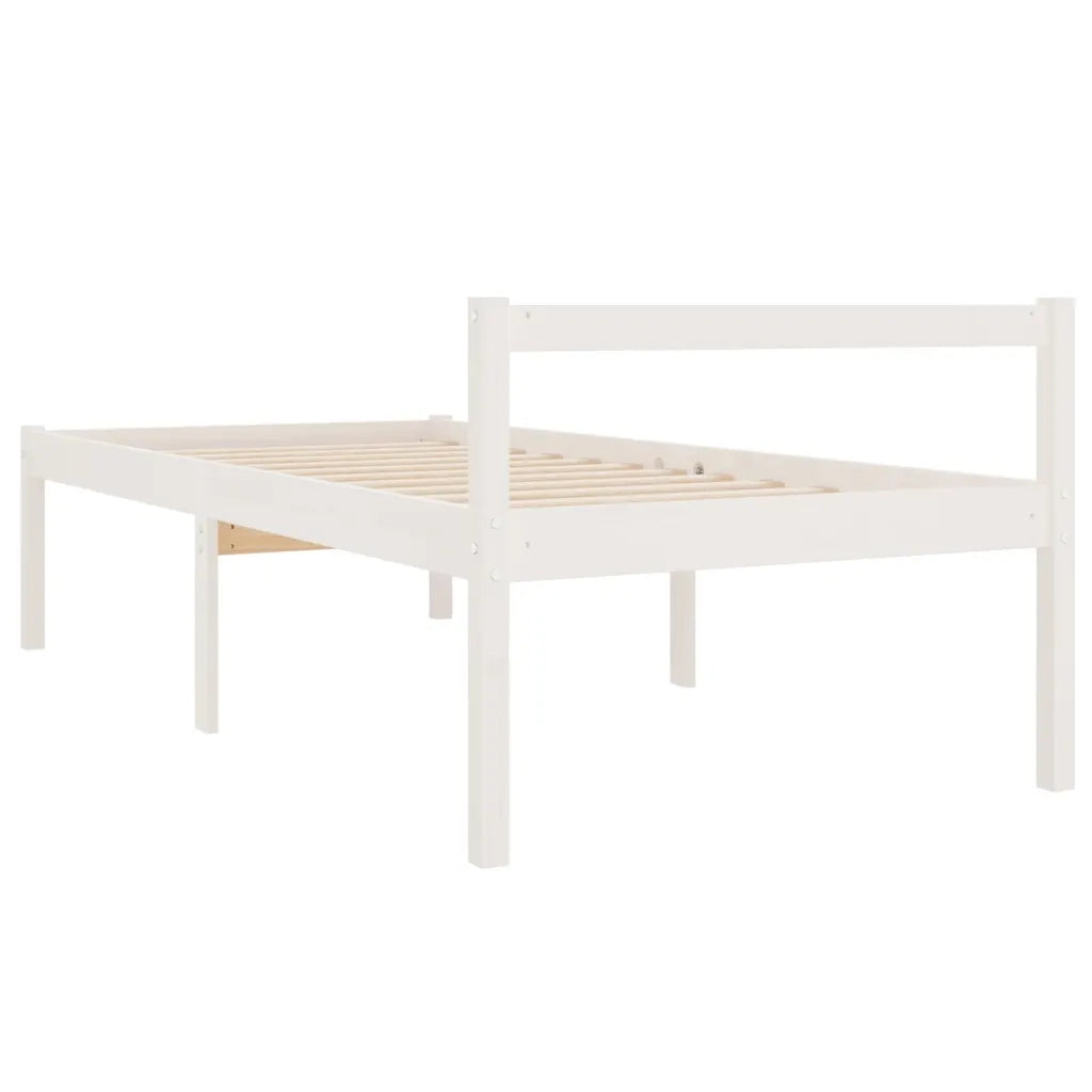 Letto singolo | Letto per adulti | Letto per Anziani Bianco 90x190 cm Single in Legno di Pino