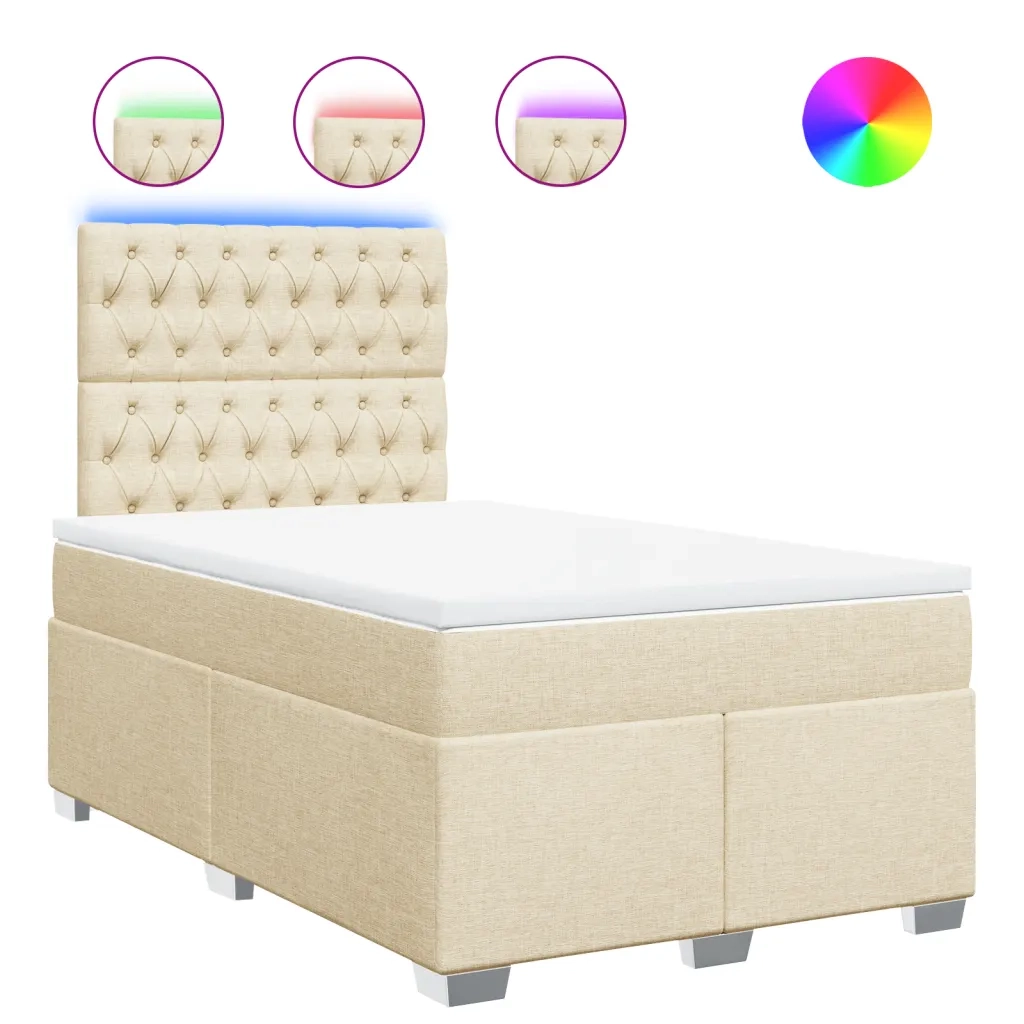vidaXL Giroletto a Molle con Materasso Crema 120x190 cm in Tessuto