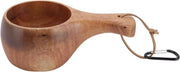 Tazza di Legno Tradizionale con Fodera in Pelle e Cinturino per Campeggio e Escursioni