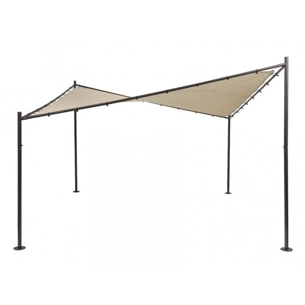 GAZEBO A VELA ERACLITO CON STRUTTURA IN METALLO GRIGIO E TELO DI COPERTURA BEIGE MT.3,5X3,5