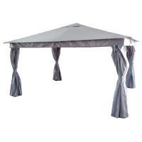 GAZEBO CON STRUTTURA IN METALLO BIANCA CON COPERTURA E TELI COLORE GRIGIO MT.3X4