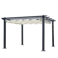 GAZEBO PERGOLA SCORREVOLE ZENONE MT.3X4 STRUTTURA IN METALLO GRIGIO CON TELO BIANCO