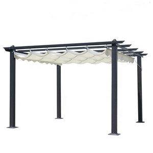 GAZEBO PERGOLA SCORREVOLE ZENONE MT.3X4 STRUTTURA IN METALLO GRIGIO CON TELO BIANCO