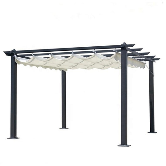GAZEBO PERGOLA SCORREVOLE ZENONE MT.3X4 STRUTTURA IN METALLO GRIGIO CON TELO BIANCO
