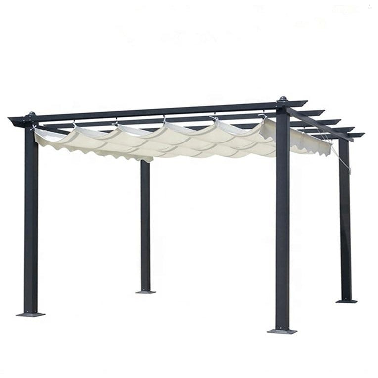GAZEBO PERGOLA SCORREVOLE ZENONE MT.3X4 STRUTTURA IN METALLO GRIGIO CON TELO BIANCO