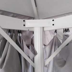 GAZEBO CON STRUTTURA IN METALLO BIANCA CON COPERTURA E TELI COLORE GRIGIO MT.3X4