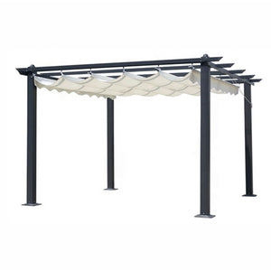 GAZEBO PERGOLA SCORREVOLE ZENONE MT.3X4 STRUTTURA IN METALLO GRIGIO CON TELO BIANCO